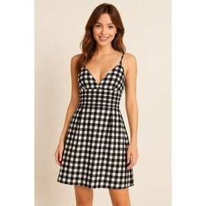 Banana Republic Black White Gingham Sundress A-Line Mini Dress NWT Size 0